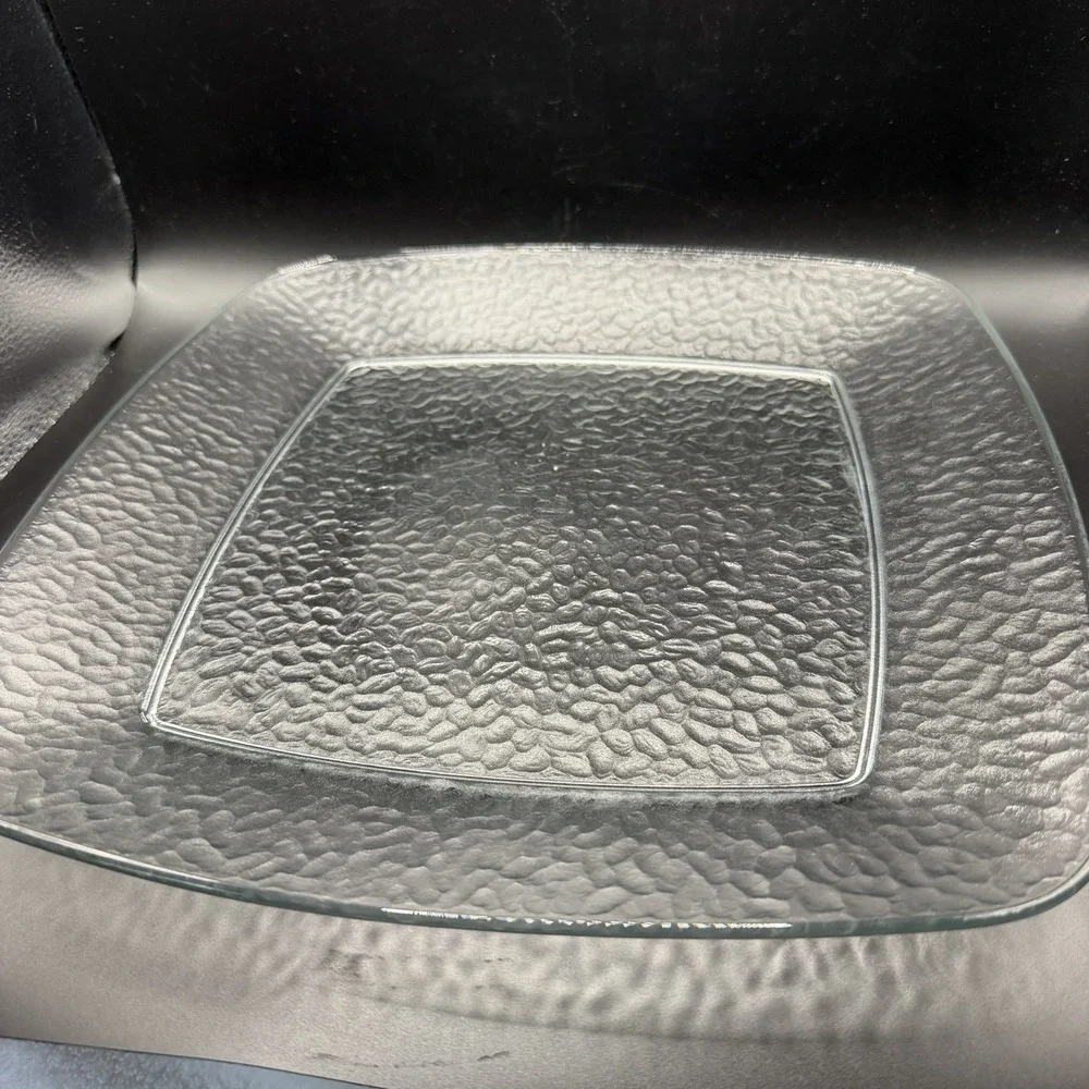 Vintage Anchor Hocking Madison textured clear square 12